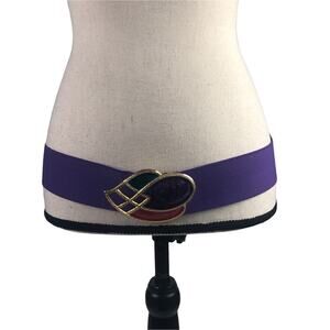 Day Lor Vintage Purple Stretch Belt w/ enameled buckle